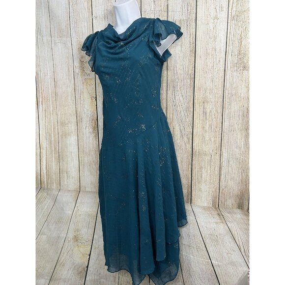 Vtg Y2K Speechless Dress Girl 16 Teal Handkerchief Hem Glitter Fairy Whimsigoth - Picture 3 of 10